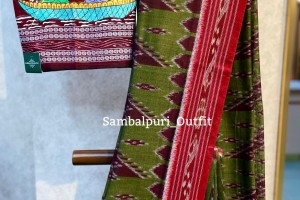 Premium single ikkat cotton saree with designer Patachitra blouse piece