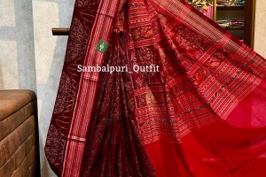 Premium double ikkat sambalpuri cotton saree