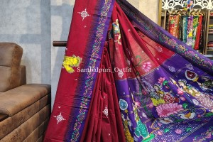 Premium south cotton hand painted pattachitra saree