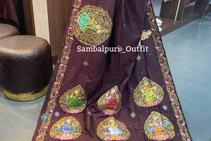 Exclusive Pattachitra hand painting on khandua silk saree