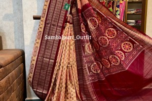 Premium double ikkat sambalpuri cotton saree