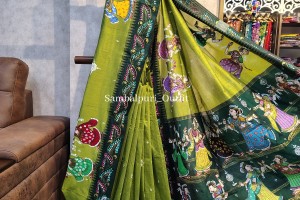 Premium south cotton hand painted pattachitra saree