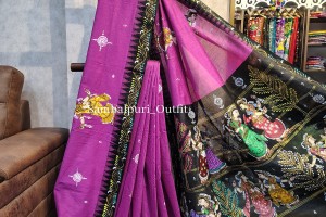 Premium south cotton hand painted pattachitra saree