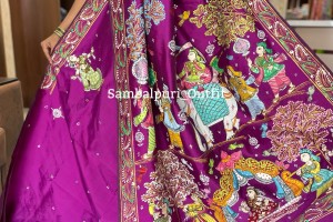 Premium soft silk pattachitra hand painting saree